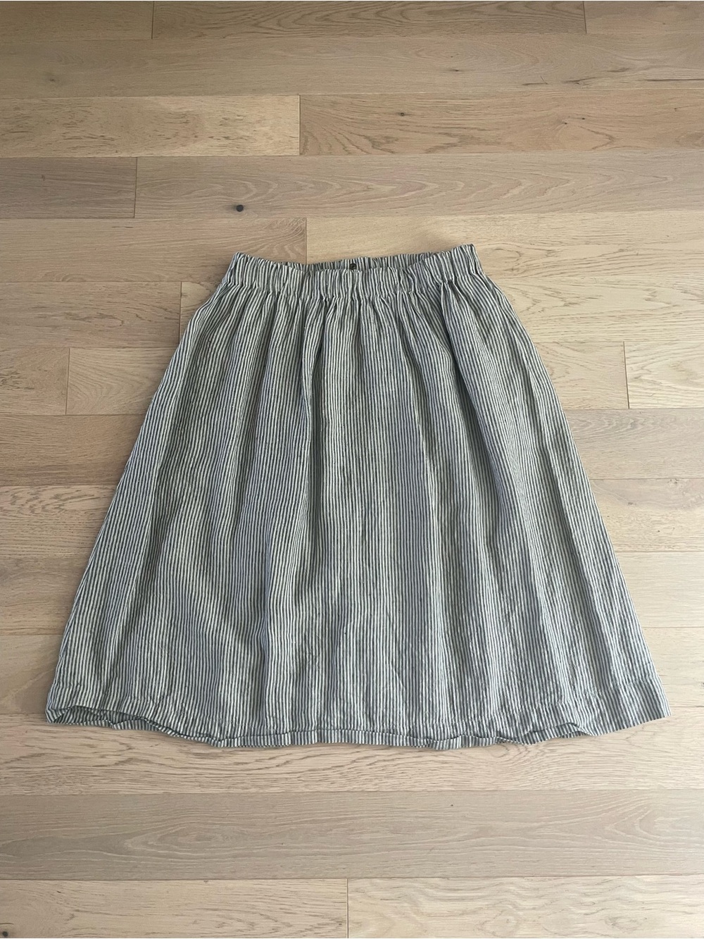 notPERFECTLINEN Striped Marseille Button-Front Skirt Large - Picture 2 of 3